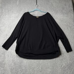 INC International Concepts Top Women's L Black Keyhole Oversized Long Sleeve
